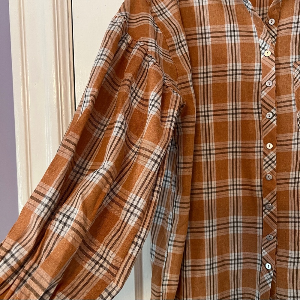 POL Orange Plaid Button Up Shirt Oversized L - Picture 7 of 16